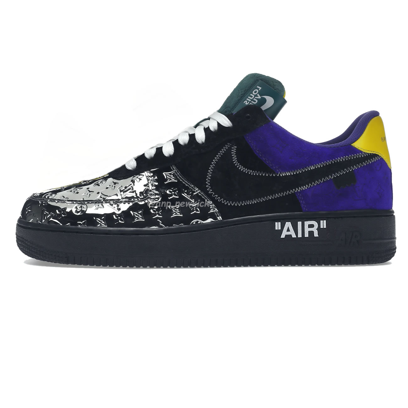 Louis Vuitton Nike Air Force 1 Low By Virgil Abloh Black Metallic Silver (1) - newkick.vip